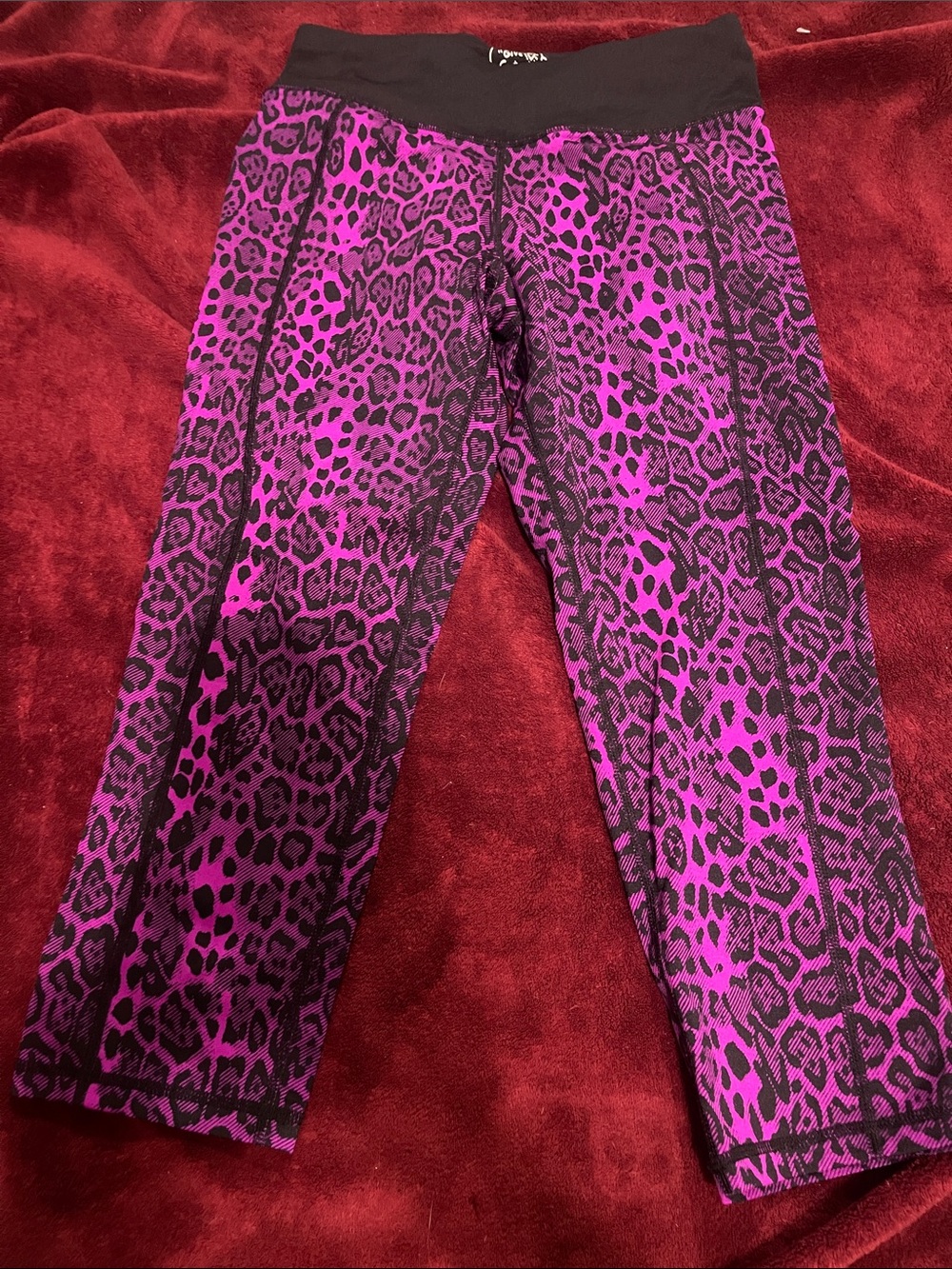 Betsey Johnson Purple and Black Leopard Capri Leggings